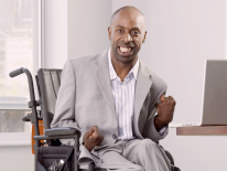 Vocational Rehabilitation Services Man in a wheelchair at a computer